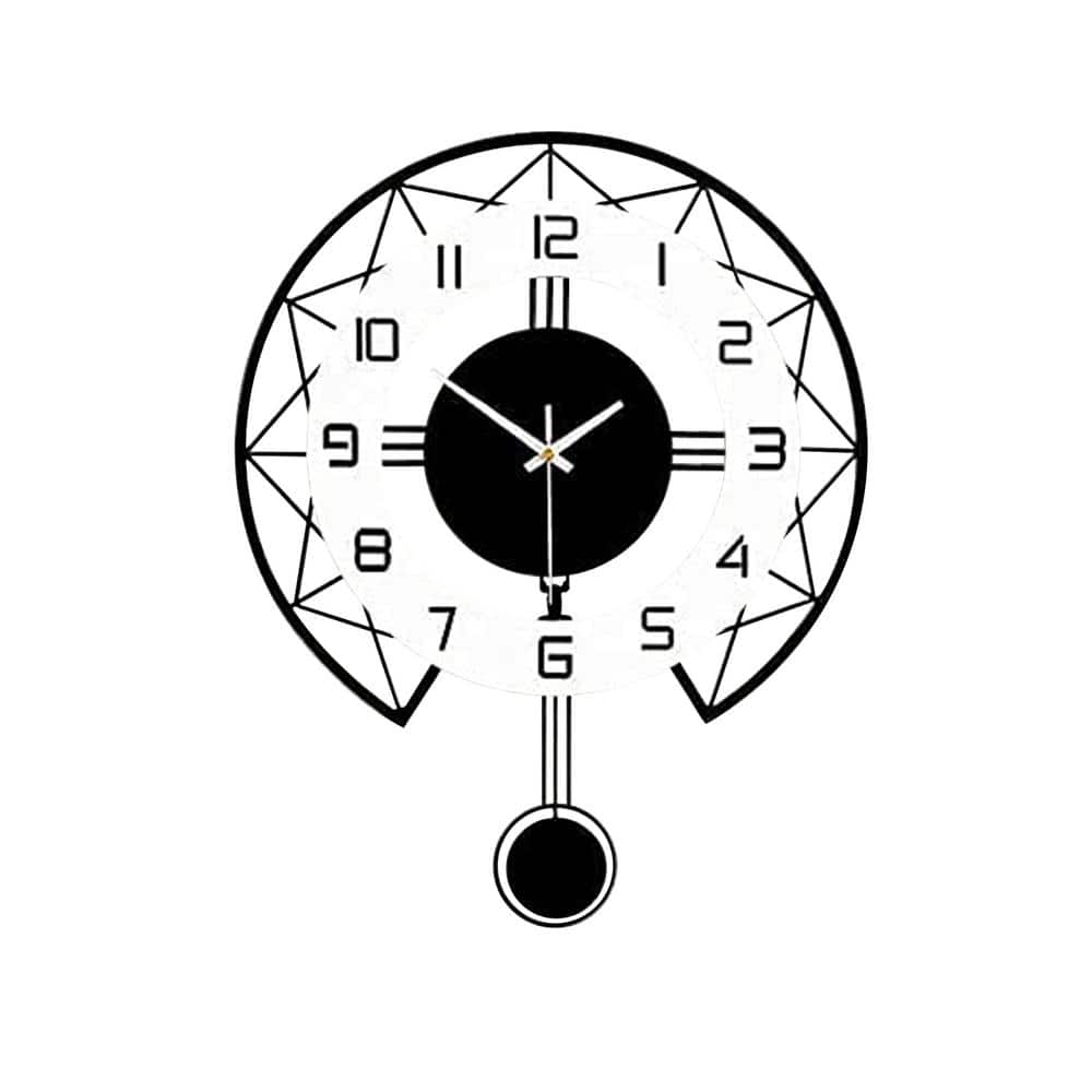 17 Inch Large Wall Clock for Living Room Decor Modern Silent Pendulum Wall  Clock for Home House Black CY94PW819W - The Home Depot