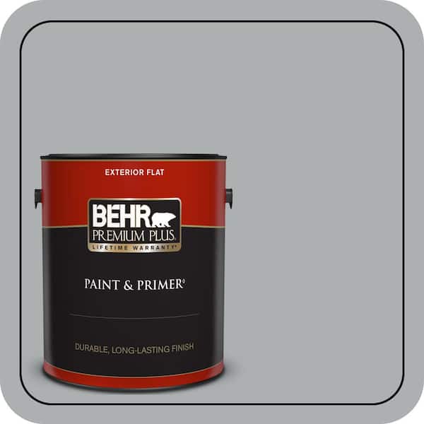 BEHR PREMIUM PLUS 1 gal. #N500-3 Tin Foil Flat Exterior Paint & Primer