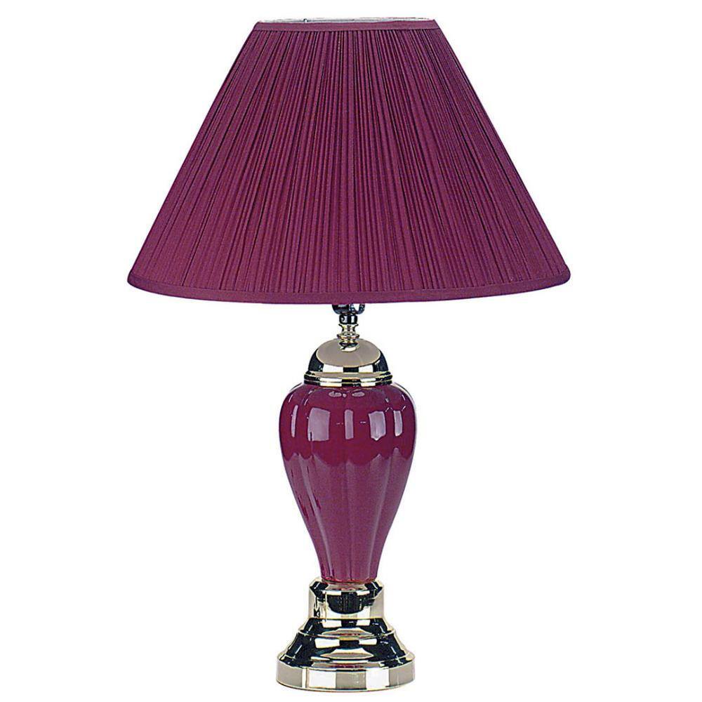 "27"" Tall Ceramic Table Lamp, Urn-Shaped with Burgundy finish, Linen Shade" price history on PriceWatchPro