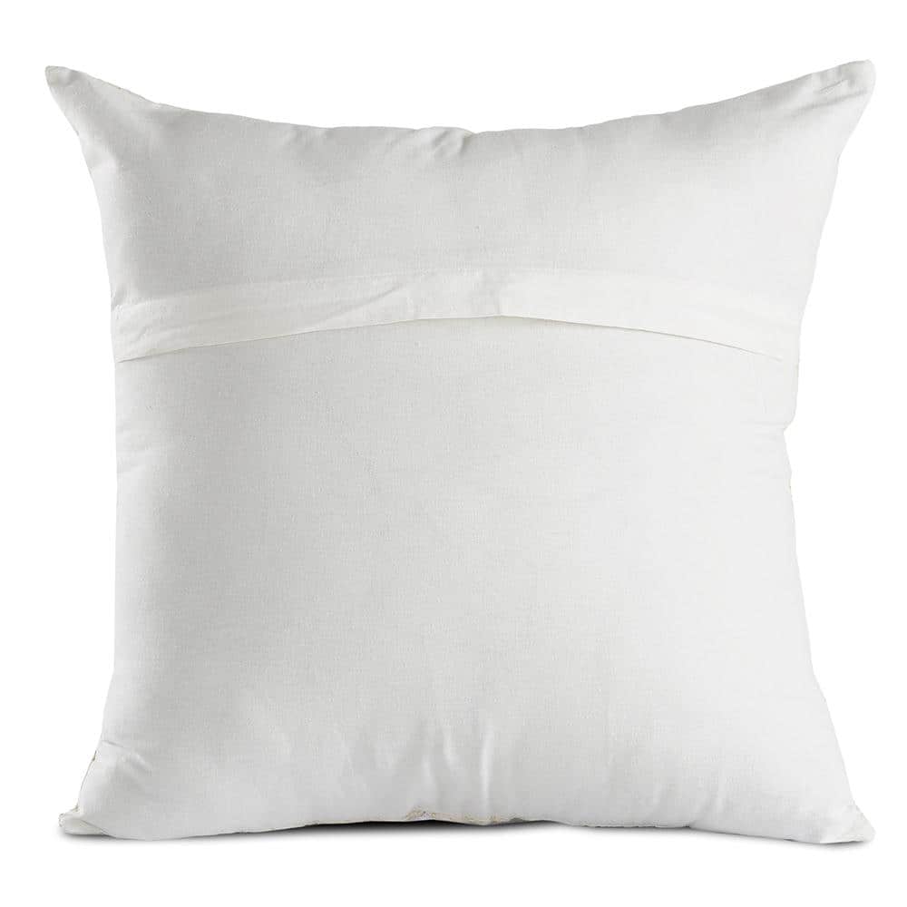 Gray and Cream Patchwork Cotton Silk Throw Pillow