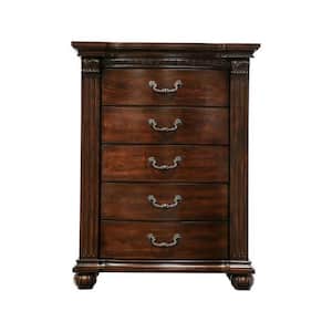 Brown 5-Drawer 40 in. Wide Chest of Drawers