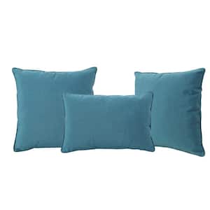 Benjamin Teal Lumbar and Square Outdoor Patio Throw Pillow (3-Pack)