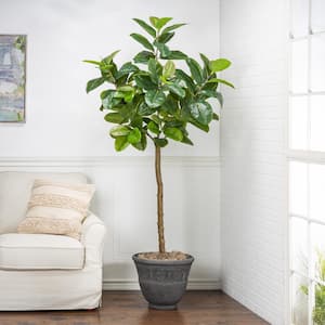 6 ft. Artificial Tall Real Touch Ultra-Realistic Rubber Plant in Plastic Pot with Faux Dirt