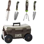 5-Piece Digging, Transferring, and Cultivating Garden Tool Set with Rolling Cart