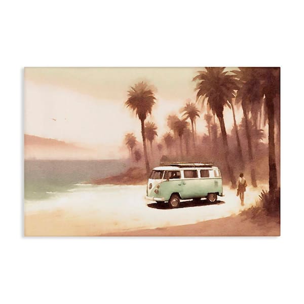 Stupell Industries Peaceful Beach Travel Van by Noah Bay Unframed Coastal Graphic Art Print 30 in. x 45 in.