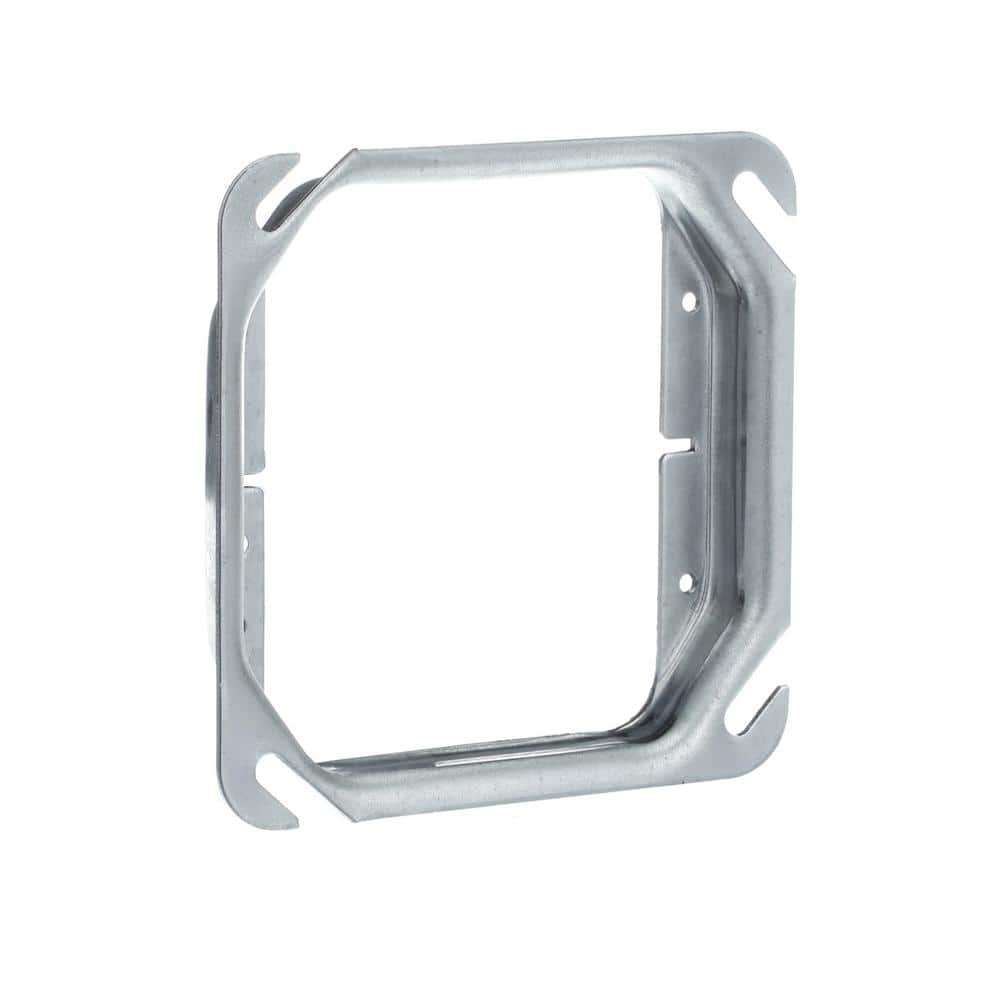4" Galvanized Steel Raised 2-Gang Square Device Cover