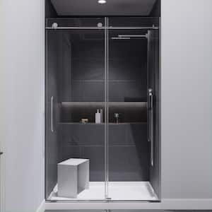 MADAM Series 48 in. by 76 in. Frameless Sliding Shower Door in Chrome with Handle