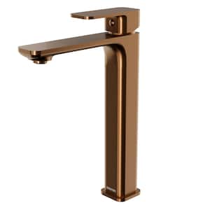 Venda Single-Handle Single-Hole Vessel Bathroom Faucet with Matching Pop-Up Drain in Brushed Copper