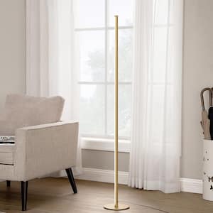 57.5 in. Gold RGBW LED Dimmable Standing Floor Lamp for Living Room with Remote Control