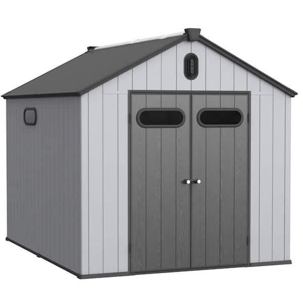 8 ft. W x 10 ft. D Gray and Black Resin Shed with Floor (80 sq. ft. )