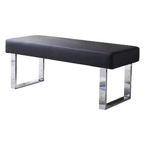 Modern Black Dining Bench Backless with Metal Legs 45.2 in. (Black)