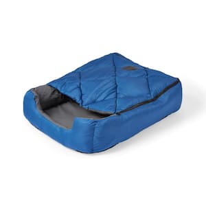 Pet Sleeping Bag with Zippered Cover and Insulation for Indoor/Outdoor, Use as Pet Beds or Pet Mats, (SM/Blue)