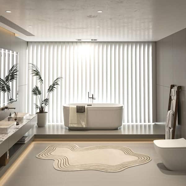 ANGELES HOME 59 in. x 30 in. Acrylic Freestanding Soaking Bathtub with Brushed Nickel Overflow and Pop-Up Drain, Gloss White