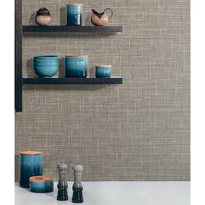 60.75 sq. ft. Tedlar Cappuccino Grasmere Weave High Performance Vinyl Unpasted Wallpaper Roll