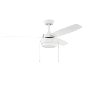 Intrepid 52 in. Indoor White Dual Mount 3-Speed Reversible Motor Finish Ceiling Fan with Light Kit Included