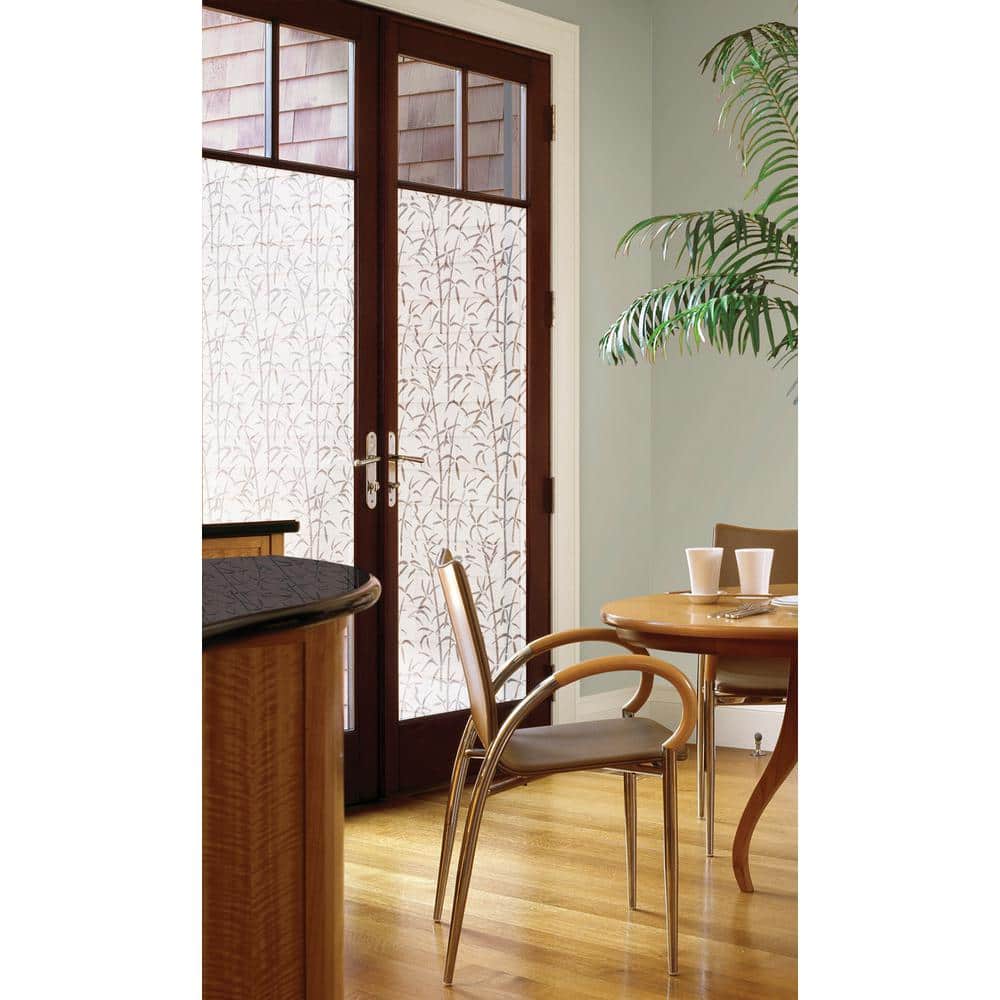 Window Film for Privacy Frosted Glass 3D Decorative Look Static Cling Bamboo Wi 