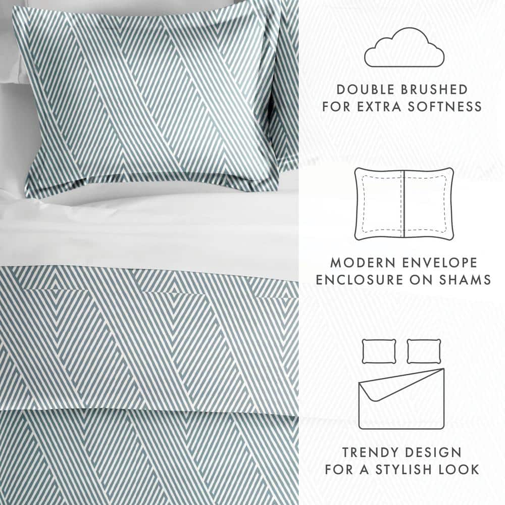 Light Blue Geometric Microfiber Twin/Twin XL Duvet Cover Set