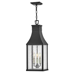 Beacon Hill 25.5 in. 3-Light Museum Black Outdoor Pendant Light