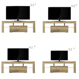 51.18 in. W Gray Wooden TV Stand with LED RGB Lights TV's up to 60 in.