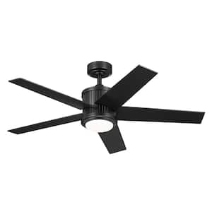 Brahm 48 in. Integrated LED Indoor Satin Black Downrod Mount Ceiling Fan with Remote Control