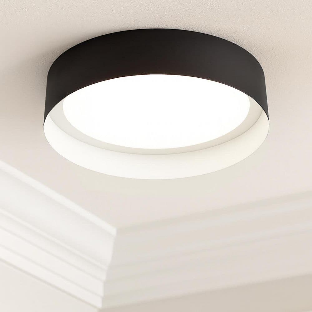 Reveal 12 in. Modern Globe Gloss Black Integrated LED Flush Mount Color Changing price history on PriceWatchPro