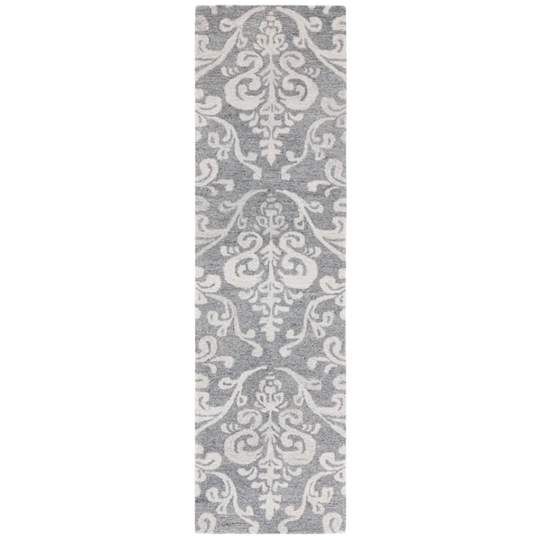 SAFAVIEH Anatolia 2 ft. x 8 ft. Gray Ornate 2-Toned Runner Rug