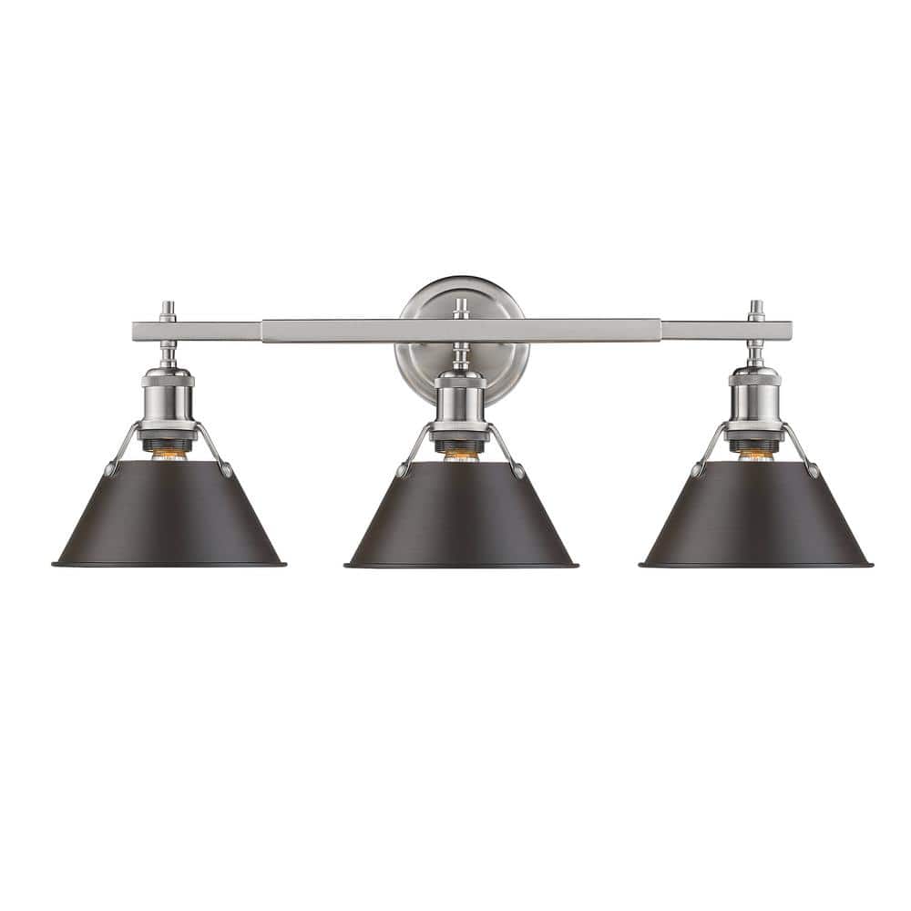 Orwell PW 3-Light Pewter Bath Light with Rubbed Bronze Shade price history on PriceWatchPro