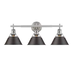 Orwell PW 3-Light Pewter Bath Light with Rubbed Bronze Shade