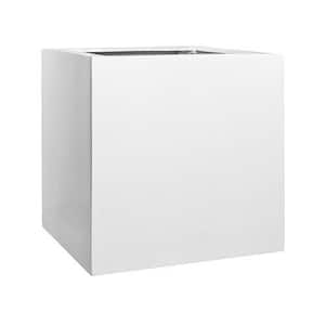 Cube 24 in. x 24 in. Glossy White Fiberstone Square Cube Planter