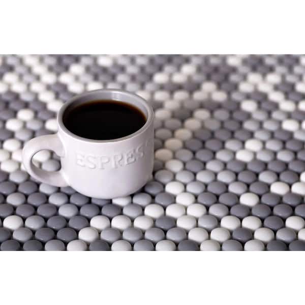 Apollo Tile (Sample) Alabaster White, Gray 12-in x 13-in Polished Glass Penny Round Patterned Floor and Wall Tile