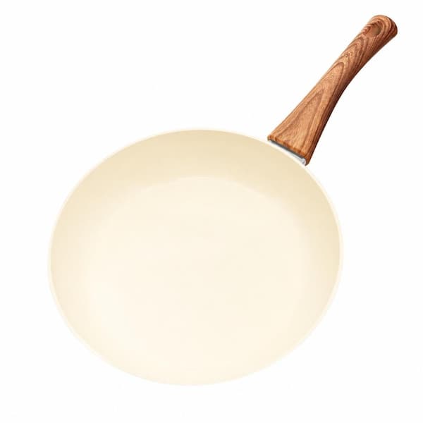 10 in. Beige Ceramic Coated Aluminum Nonstick Skillet, PTFE PFAS PFOA Free, Induction and Gas Compatible