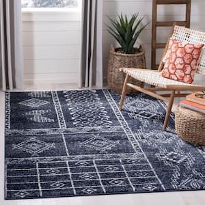Adirondack Navy/Silver 6 ft. x 6 ft. Western Tribal Square Area Rug