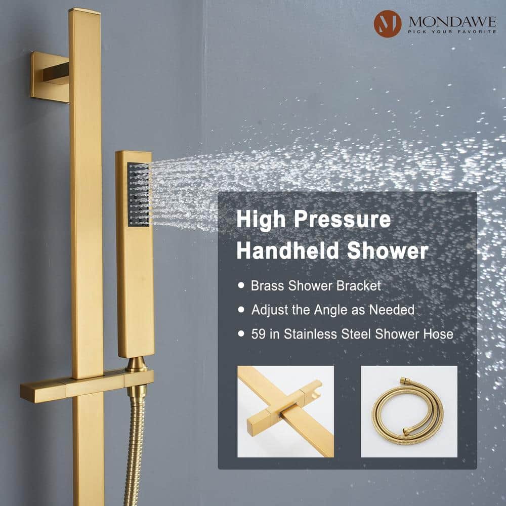 Luxurious Brushed Gold Dual Ceiling Mount Shower System