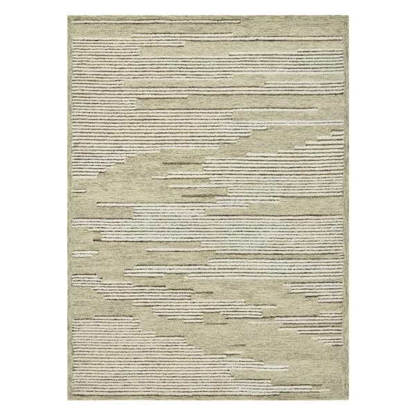 Amer Rugs Chicago 9 x 12 Ivory Geometric Pattern Area Rug for High Traffic Living Room Dining Room Bedroom