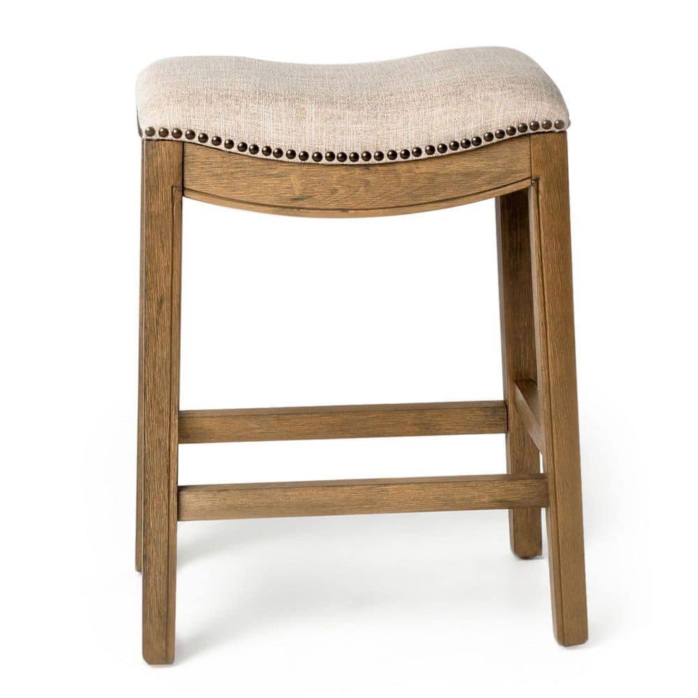Adrien Brown Backless Saddle Wood Counter Stool