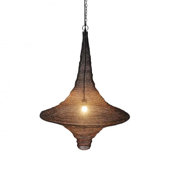 Unbranded Mordechai 60-Watt 1 Gold Cone Mini Pendant Light with Woven Metal Shade and Incandescent