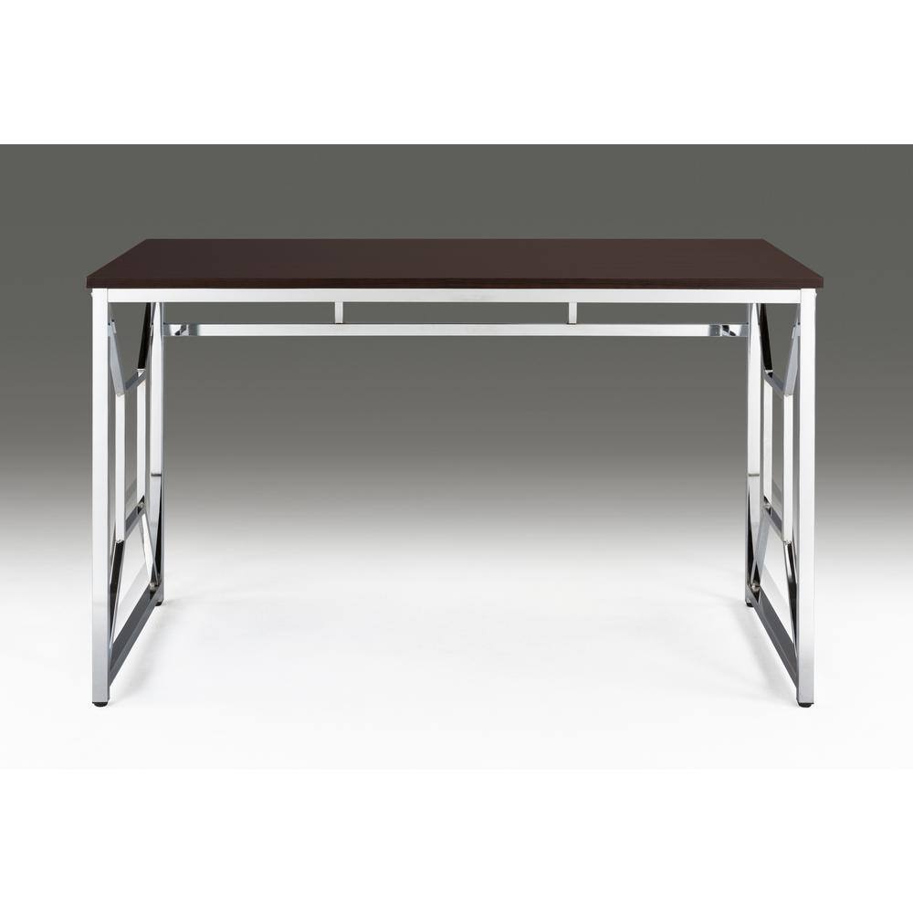 Espresso Brown Wood and Chrome Geometric Desk