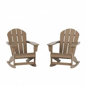 AMOS Weathered Wood Outdoor Rocking Poly Adirondack Chair (Set Of 2)