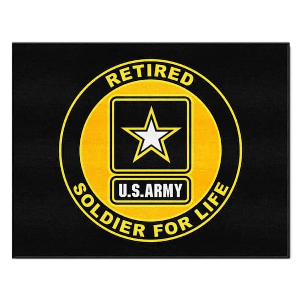 FANMATS U.S. Army Black 3 X 4 ft. Tufted Solid Nylon Rectangle All-Star Rug - 34 in. x 42.5 in.