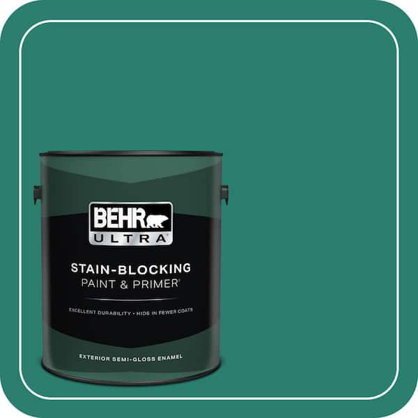 BEHR ULTRA 1 gal. #P440-7 Mermaid Sea Semi-Gloss Enamel Exterior Paint & Primer