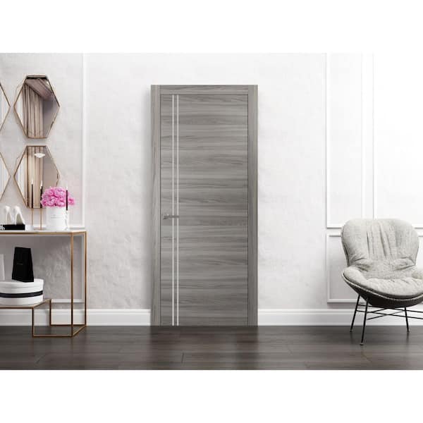 Sartodoors 18 in. x 80 in. 1 Panel Ginger Ash Finished Solid Wood