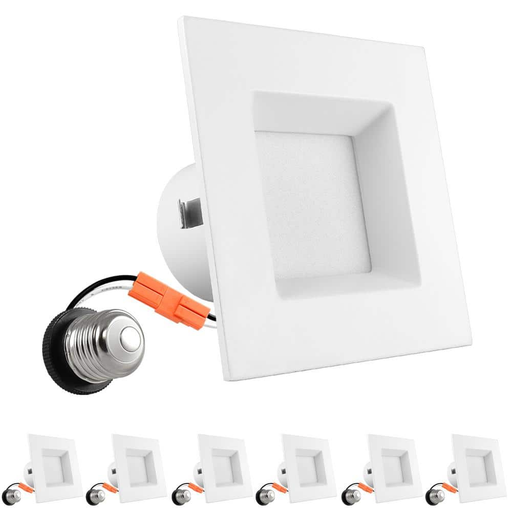 4 Inch Recessed LED Can Lights Selectable CCT 2700K/3000K/3500K/4000K/5000K Square Trim Dimmable 750lm Wet Rated 6 Pack price history on PriceWatchPro