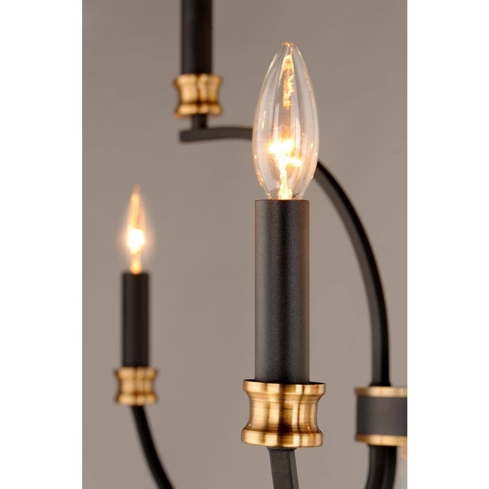 Charlton 30" Black and Antique Brass 9-Light Chandelier