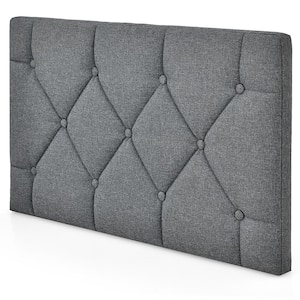 35 in. W Grey Linen Fabric Upholstered Padded Twin Wall-Mounted Headboard Easy Assembly