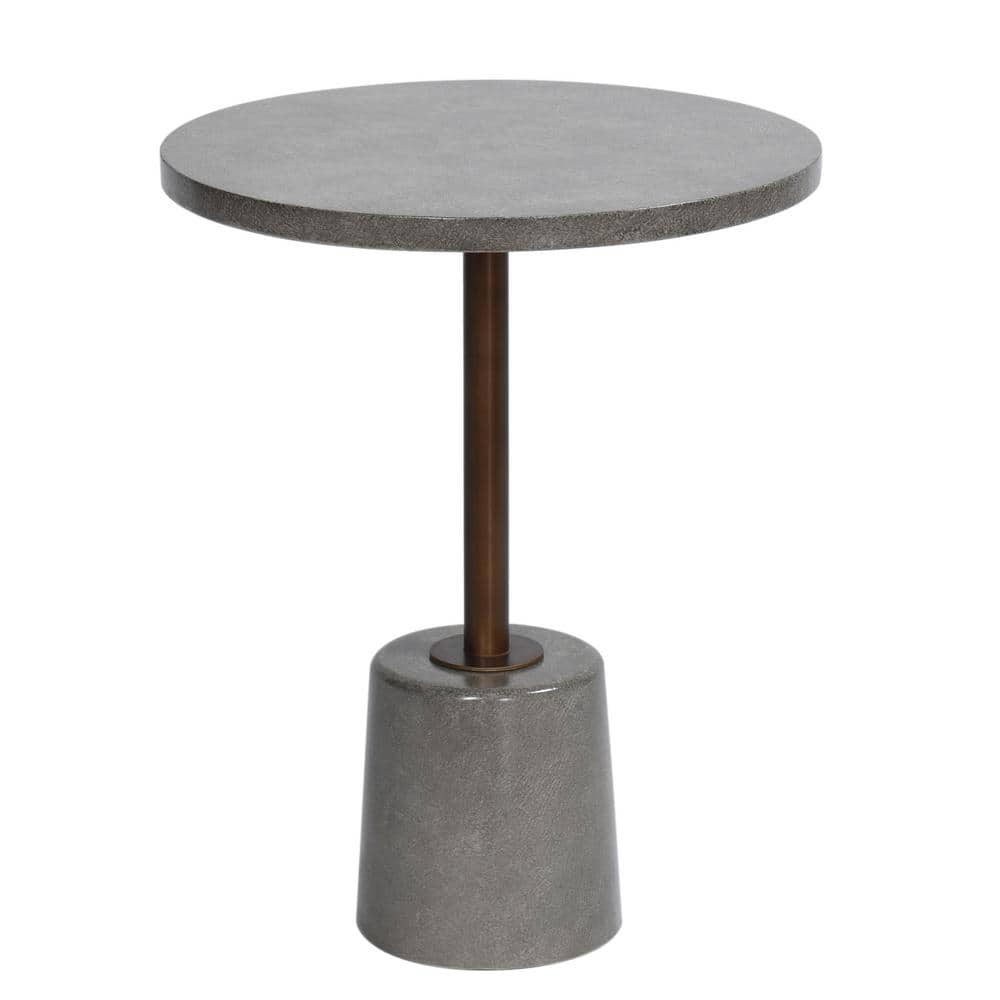 Gray and Bronze Round Concrete Metal Side Table