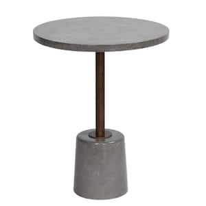17.75 in. Gray Concrete Cement End Table with Aged Bronze Metal Frame