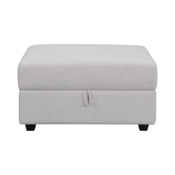 Benjara Gray Storage Ottoman with Fabric Upholstery and Tapered