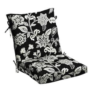 Outdoor Plush Modern Tufted Blow Fill Dining Chair Cushion, 21 x 40, Ashland Black Jacobean