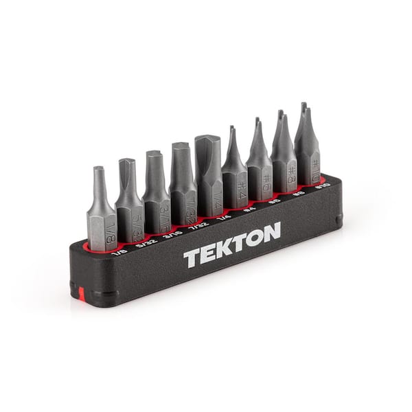 TEKTON 1/4 in. Clutch and Spanner Security Bit Set with Rail (9-Piece)  (1/8-1/4 in., #4-#10) DZZ93002 - The Home Depot