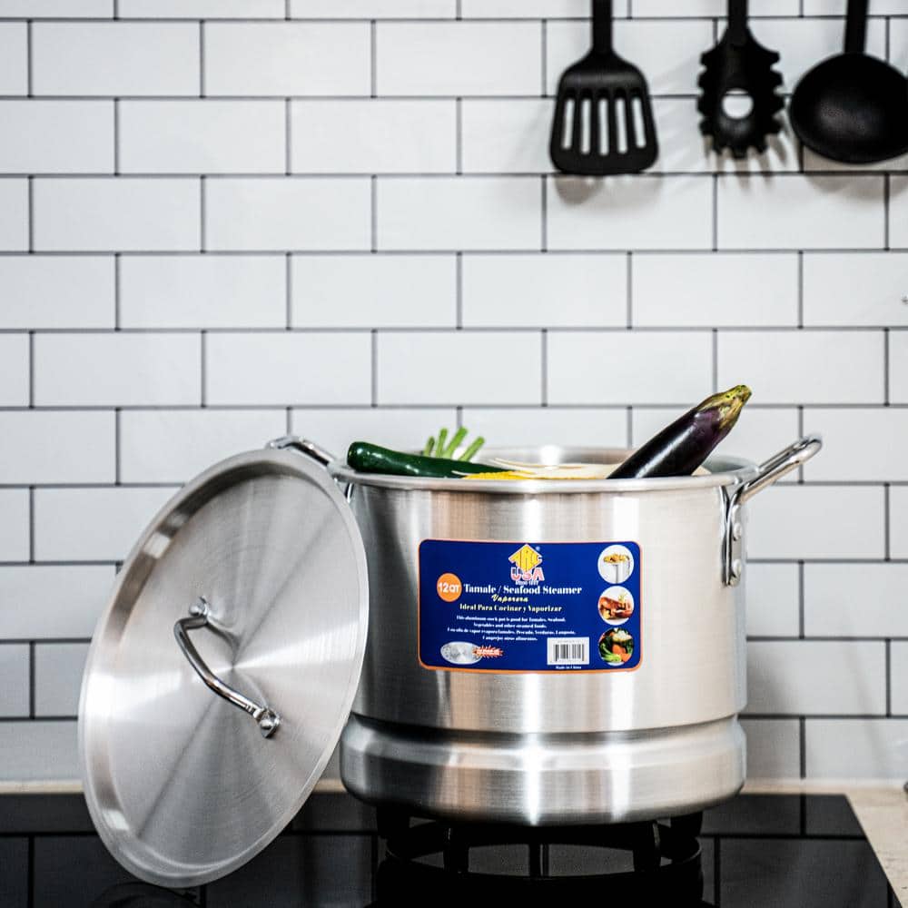 32 Quart Aluminum Tamale Steamer Pot with Lid